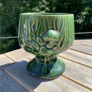 Vintage Green Thumb Products Pottery Planter Mushroom Woodland Pattern